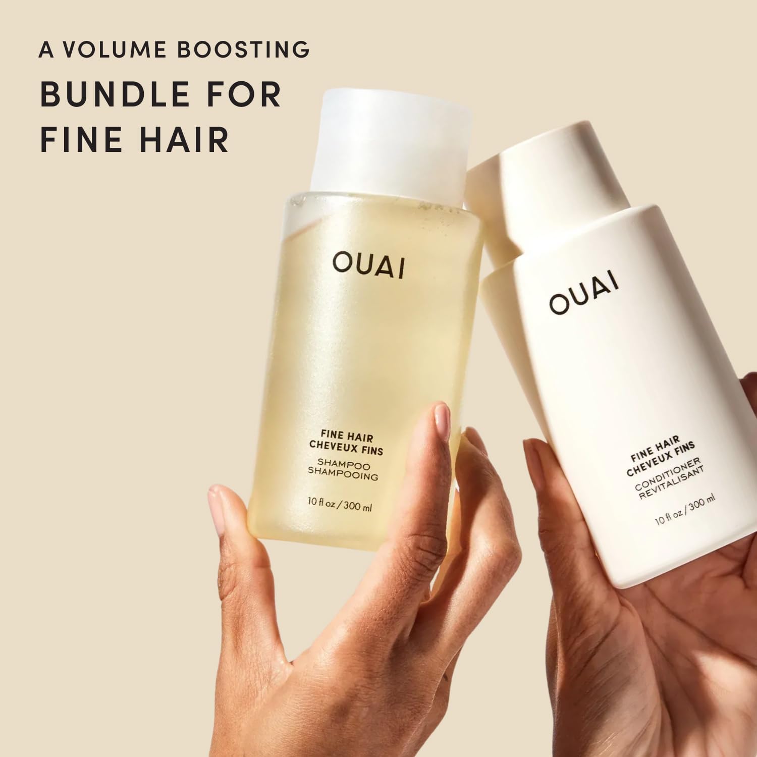 OUAI Fine Hair Shampoo & Conditioner Set - Travel Size (3 Oz) | Volumizing Shampoo & Conditioner - With Strengthening Keratin, Biotin & Chia Seed Oil - Sulfate, Paraben & Phthalate Free - Image 2