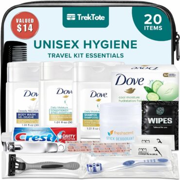 20-Piece Unisex Travel Toiletry Kit – Premium Brand-Name Travel Toiletries