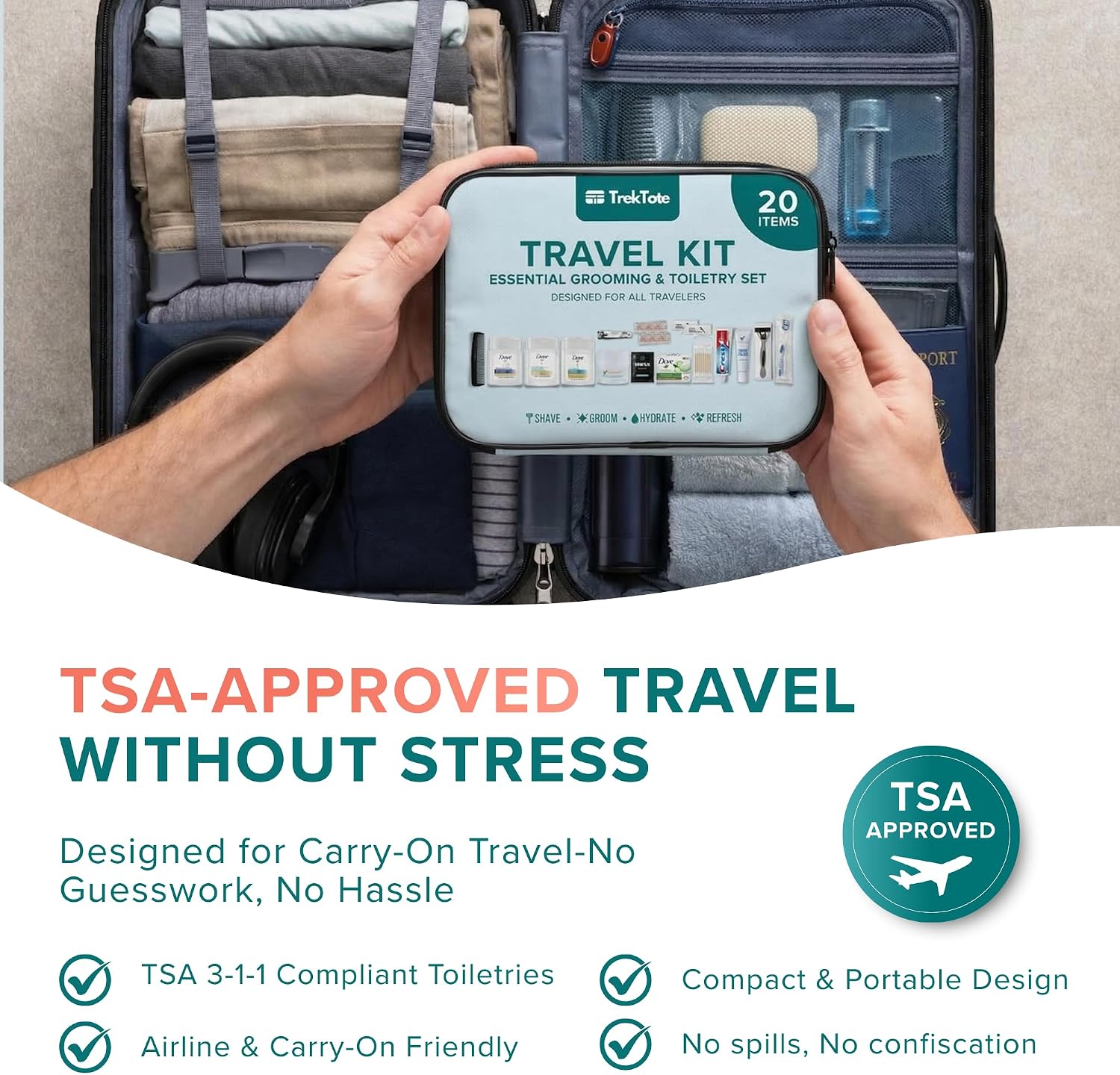 20-Piece Unisex Travel Toiletry Kit – Premium Brand-Name Travel Toiletries - Image 4