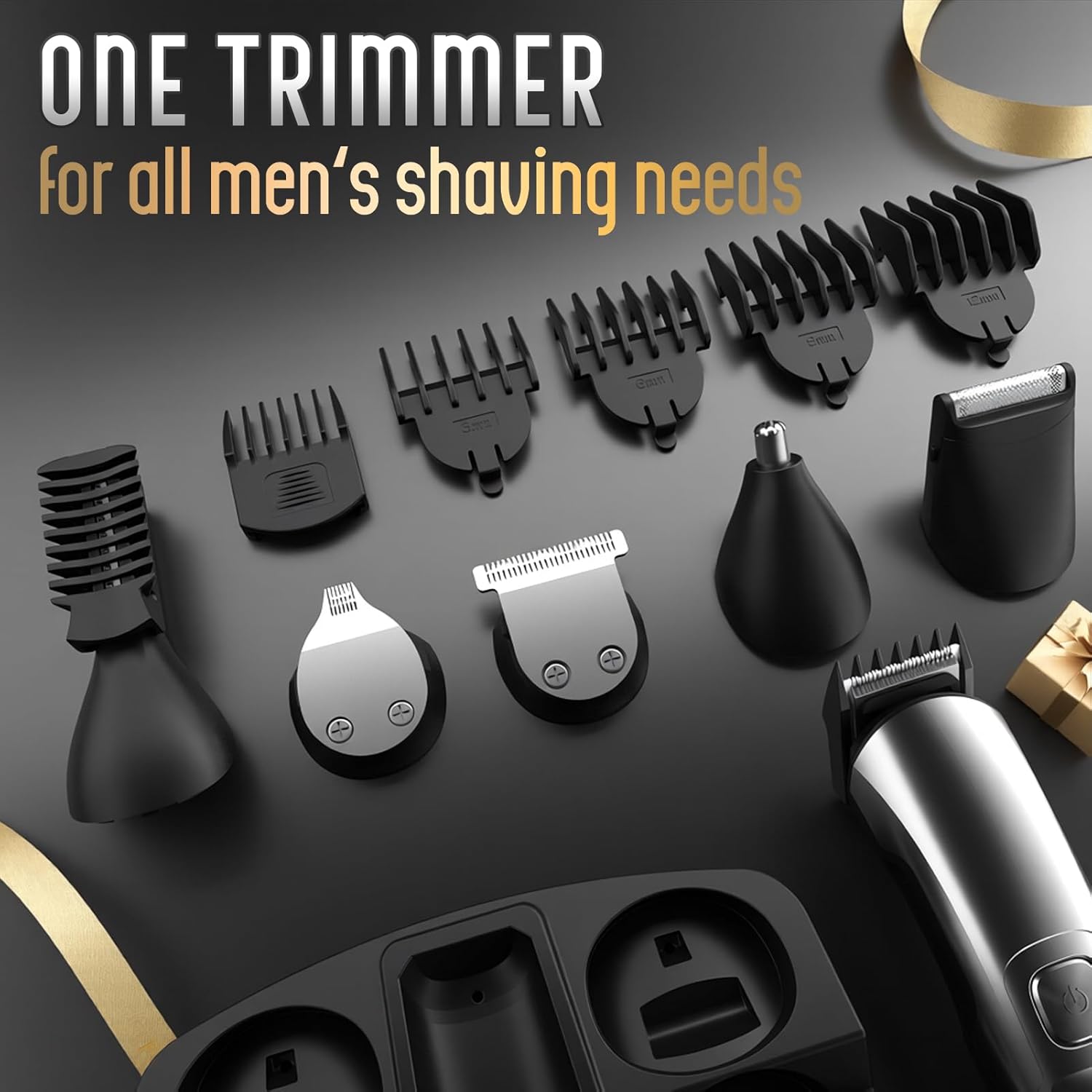 Ufree Beard Trimmer for Men, Waterproof Electric Razor, Grooming Kit | Stainless steel blades, six interchangeable heads, wet and dry use, USB rechargeable, for face body nose ear trimming, silver - Image 6