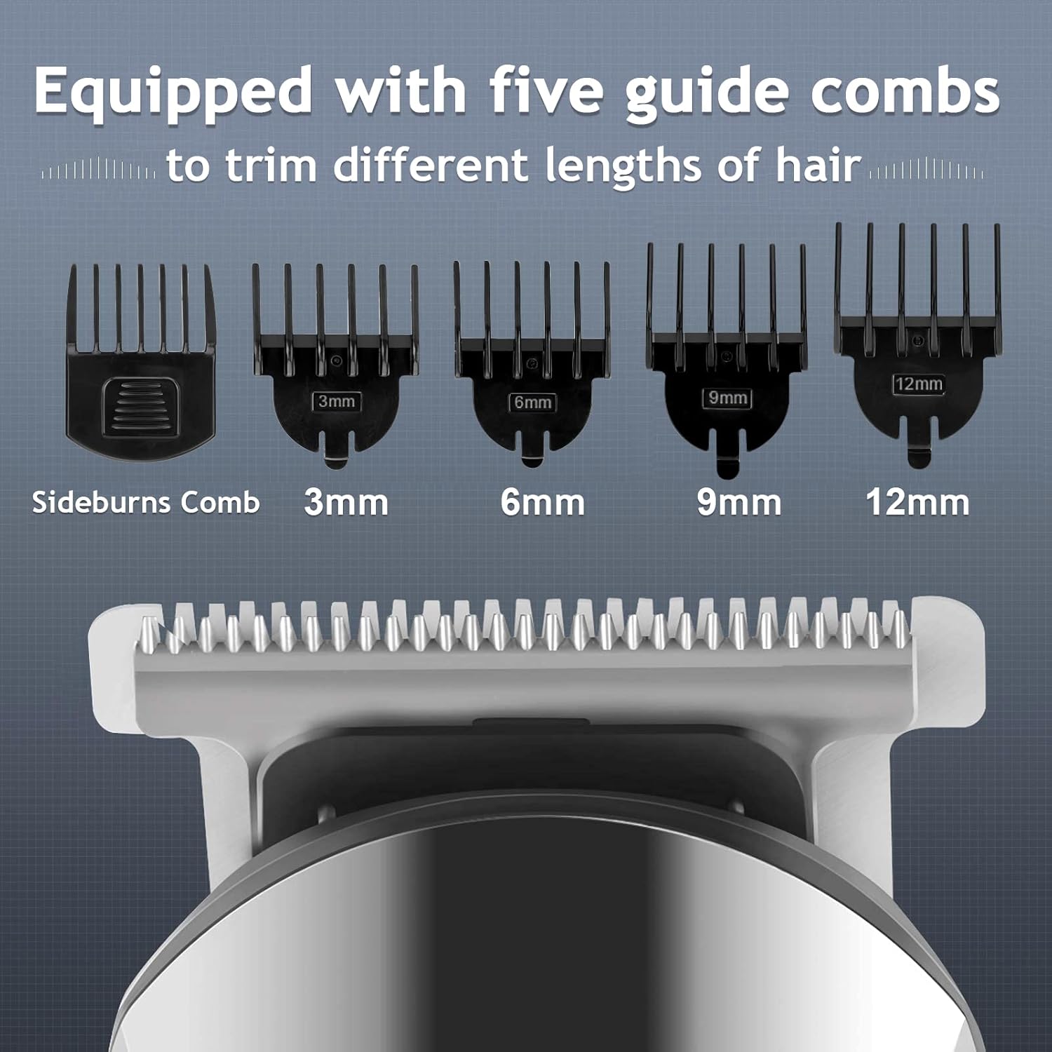 Ufree Beard Trimmer for Men, Waterproof Electric Razor, Grooming Kit | Stainless steel blades, six interchangeable heads, wet and dry use, USB rechargeable, for face body nose ear trimming, silver - Image 7