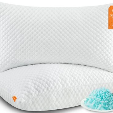 UYWO Cooling Pillows Queen Size Set of 2, Adjustable Memory Foam Pillows | Firm/Soft Cooling Bed Pillows for Side/Back/Stomach Sleepers, Ergonomic Neck Support Pillow