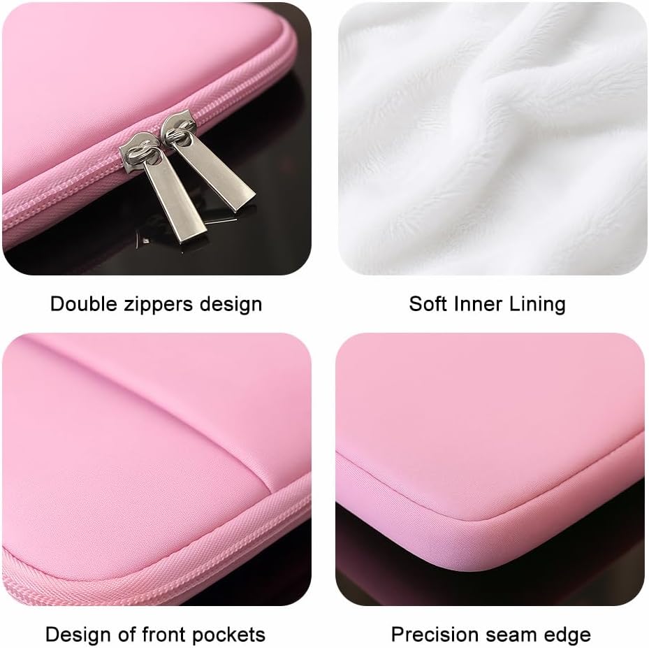 Laptop Sleeve for MacBook Neo/Air/Pro 13 inches A18/M5/M4/M3/M2/M1 Chip 2026-2020 A3404 A3449 A3240 A3113 with 2 Pockets Tablet Bag Case Accessories (Bright Blush Pink) - Image 4