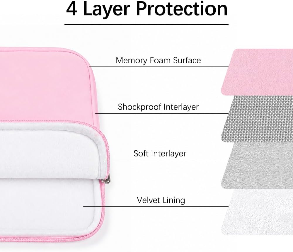 Laptop Sleeve for MacBook Neo/Air/Pro 13 inches A18/M5/M4/M3/M2/M1 Chip 2026-2020 A3404 A3449 A3240 A3113 with 2 Pockets Tablet Bag Case Accessories (Bright Blush Pink) - Image 5